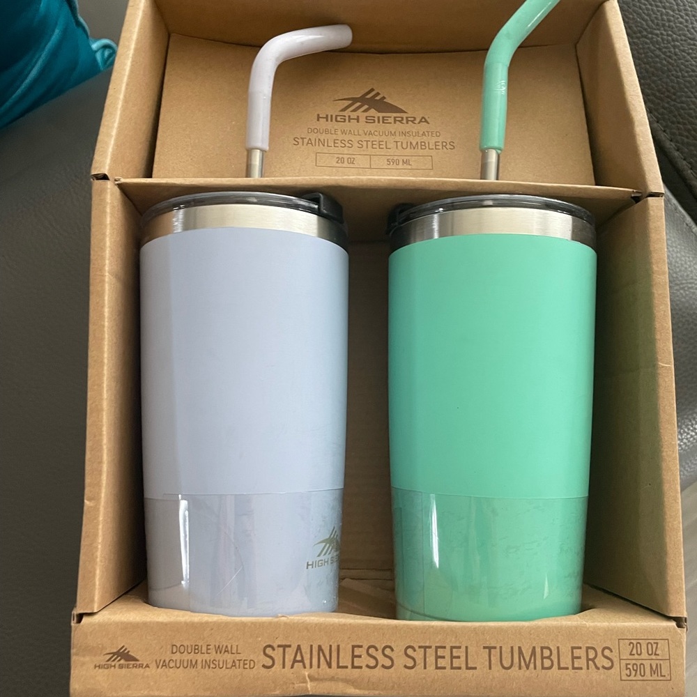 2 stainless steel tumblers